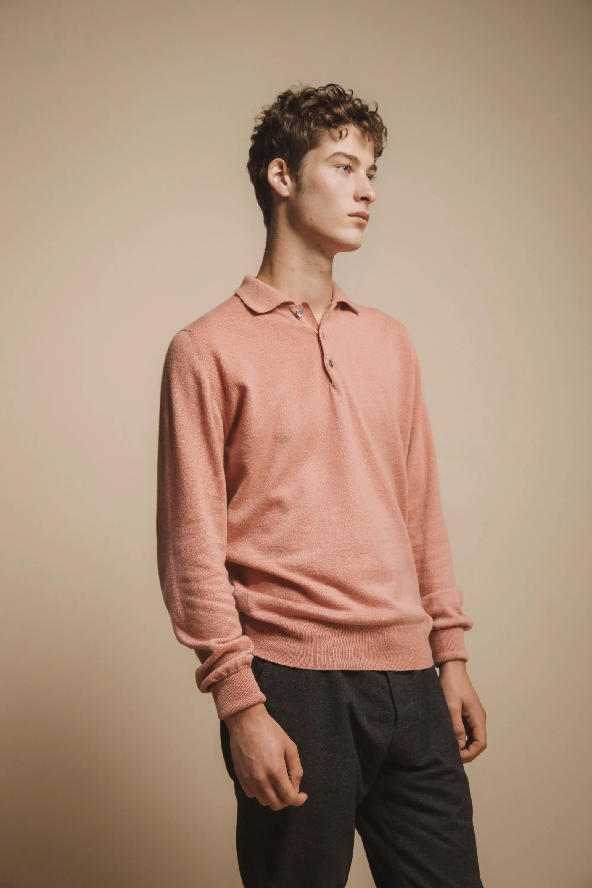 Unisex Made in Scotland Oxton Cashmere Sportshirt - Dusky Pink