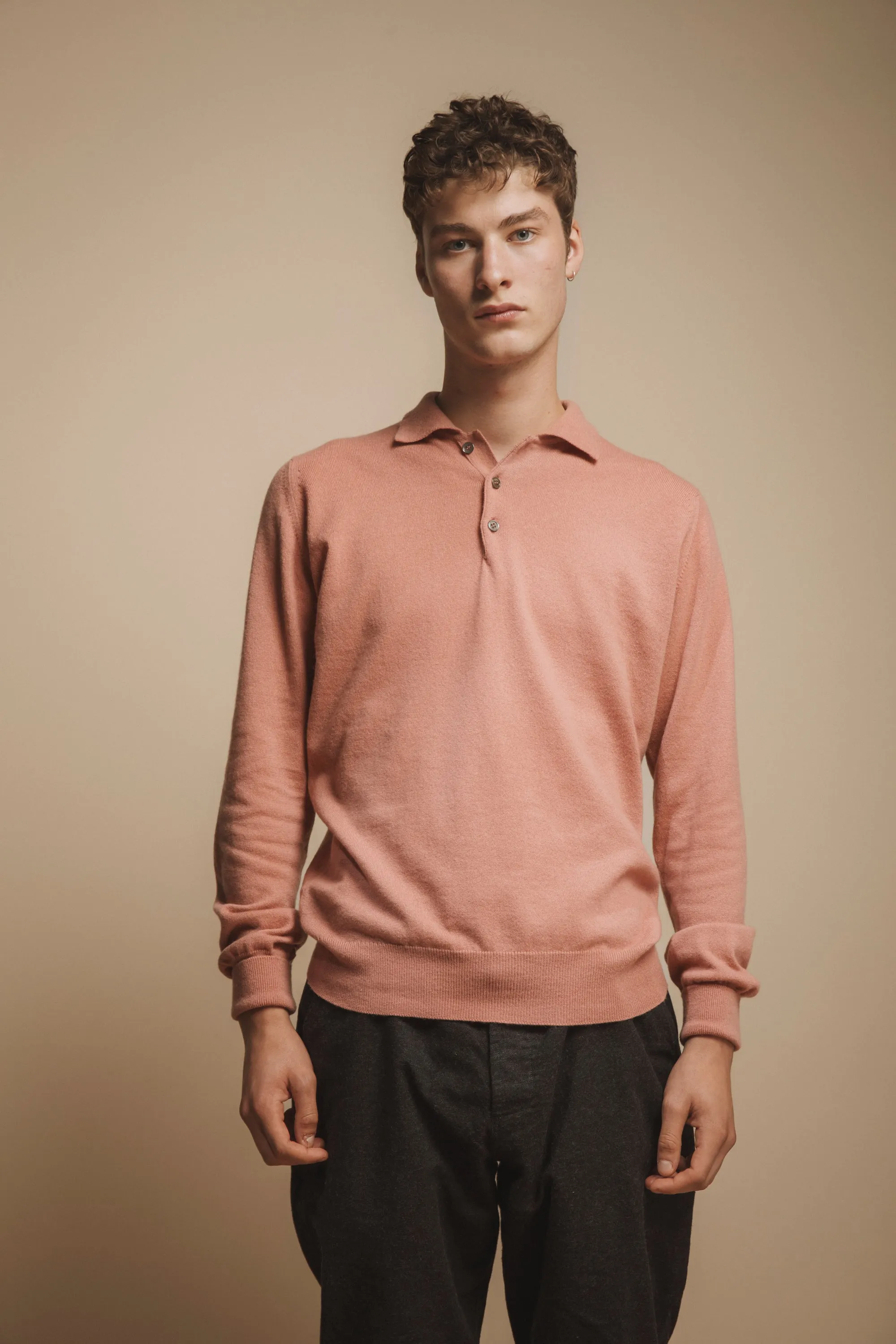 Unisex Made in Scotland Oxton Cashmere Sportshirt - Dusky Pink