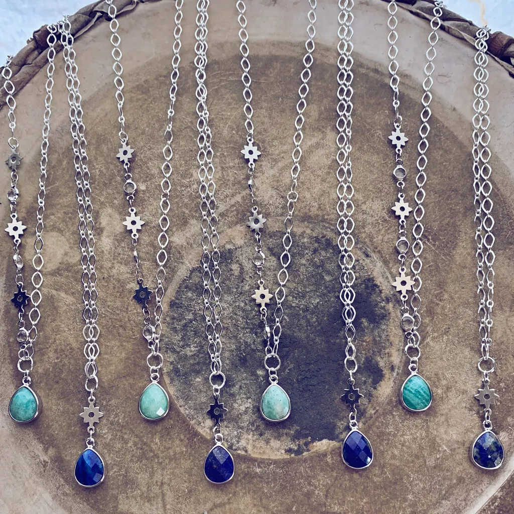 unity II // gemstone teardrop pendant necklace