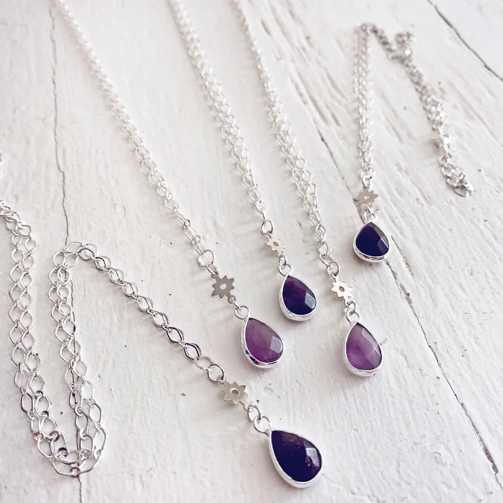 unity II // gemstone teardrop pendant necklace