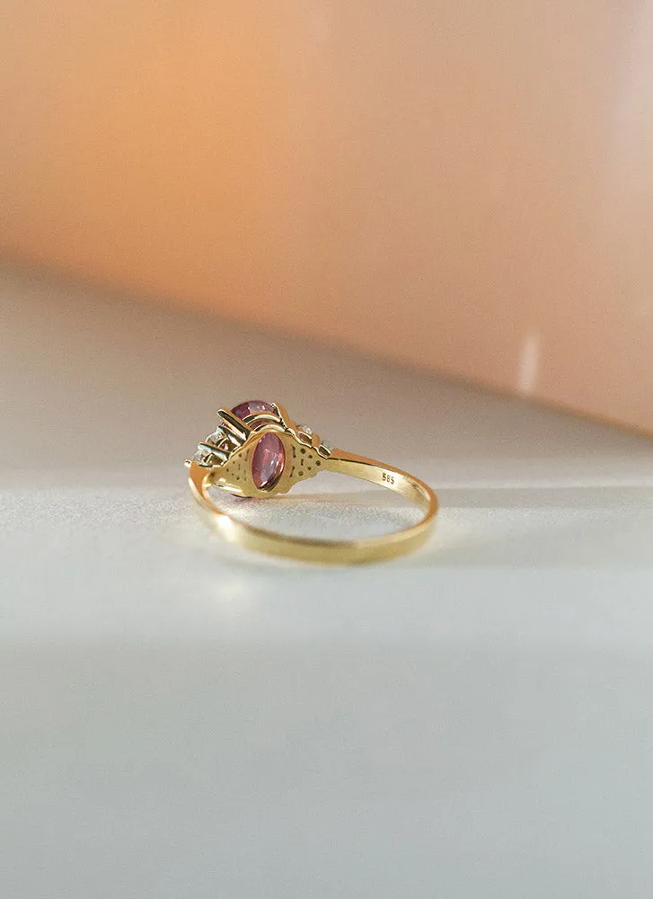 Valentina diamond tourmaline ring 14k gold