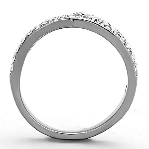 WildKlass Stainless Steel Pave Ring High Polished (no Plating) Women Top Grade Crystal Clear