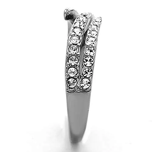 WildKlass Stainless Steel Pave Ring High Polished (no Plating) Women Top Grade Crystal Clear