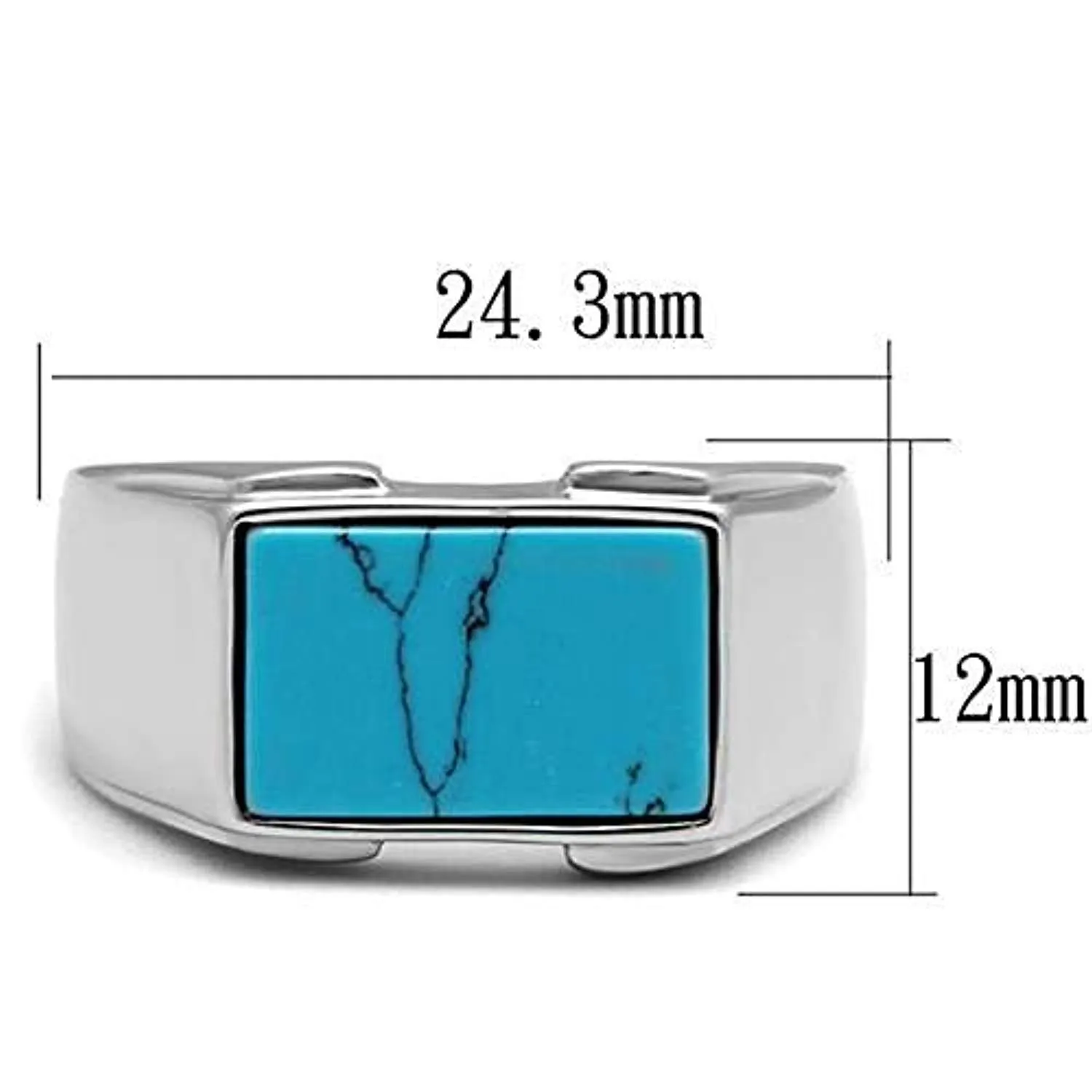 WildKlass Stainless Steel Ring High Polished Men Synthetic Sea Blue