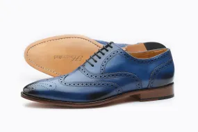 WINGCAP BROGUE OXFORD WITH MEDALLION-BLUE