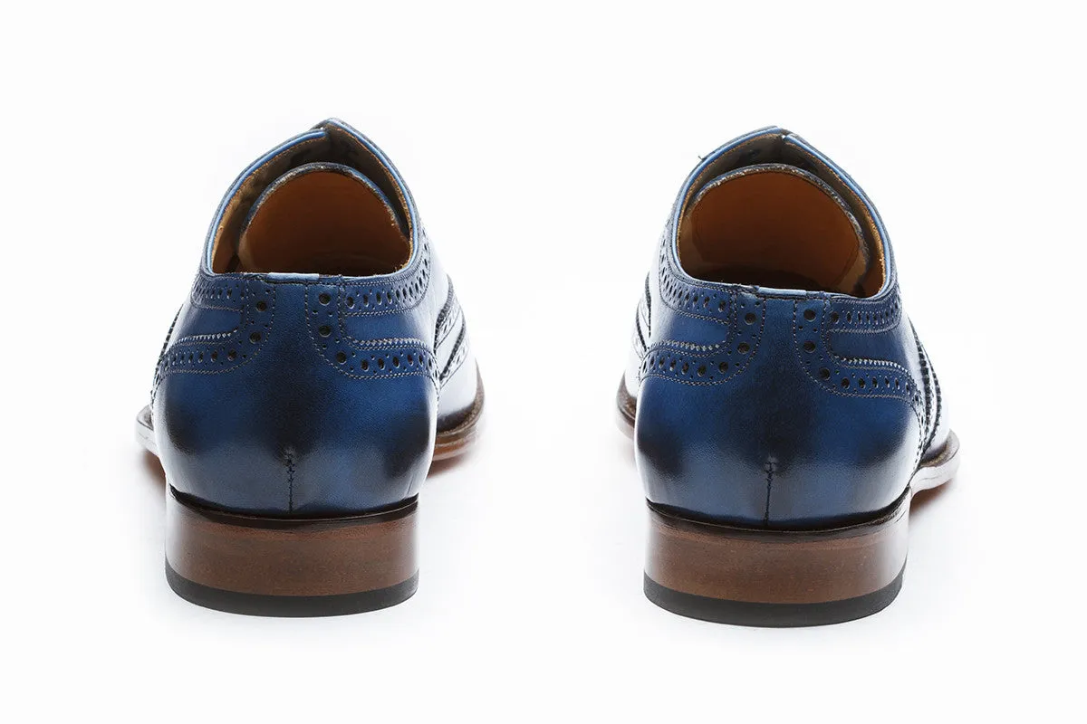 WINGCAP BROGUE OXFORD WITH MEDALLION-BLUE